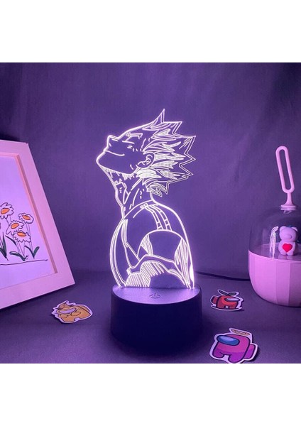 Haikynn Anime 3D Gece Lambası Boy Için 16 Renkler Kız Odası Dekoru Illusion LED Lamba USB Manga Tobio Şekil Uygun Çocuklar Fanlar Yılbaşı Hediyeleri (Siyah Lamba) (Yurt Dışından)