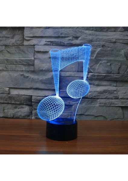 7 Renk 3D Stereoskopik Akrilik Görsel Dokunmatik Lamba Müzik Notası LED Gece Işıkları (Yurt Dışından)