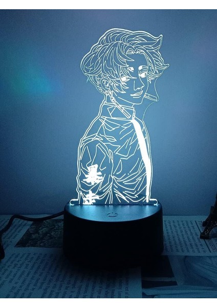 Tokyo Revengen Anime 3D Erkek Için Gece Lambası 16 Renk Kız Odası Dekor Illusion LED Lamba USB Manga Mikey Şekil Uygun Çocuklar Hayranlar Noel Hediyeleri (Tokyo Revengen4) (Yurt Dışından)