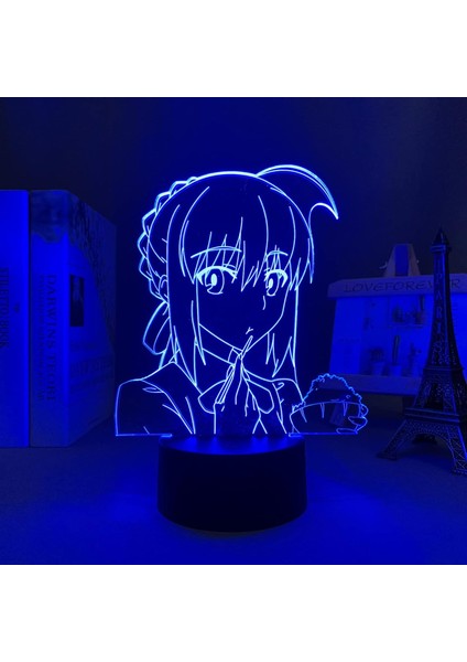 LED Işık Anime Fate Saber Çocuklar Için Yatak Odası Dekorasyon Nightlight Çocuk Doğum Günü Hediyesi Odası Dekor 3D Lamba Manga Fate Saber (Yurt Dışından)