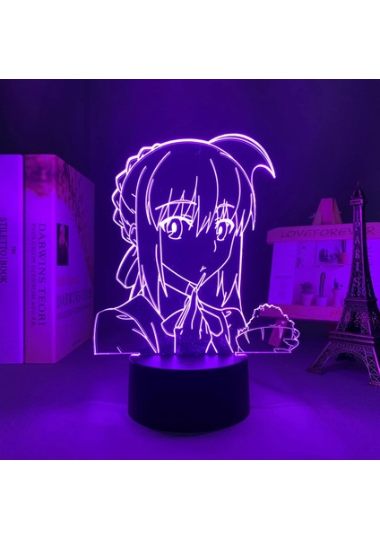 LED Işık Anime Fate Saber Çocuklar Için Yatak Odası Dekorasyon Nightlight Çocuk Doğum Günü Hediyesi Odası Dekor 3D Lamba Manga Fate Saber (Yurt Dışından)