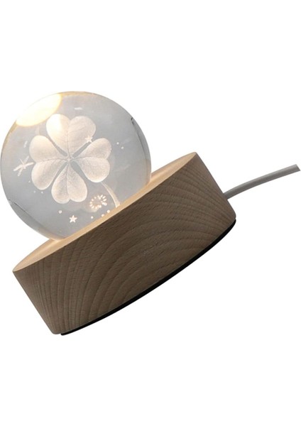 1 Adet Dört Yapraklı Küçük Gece Lambası Kristal Müzik Topu Müzik Kutusu Kristal Cam Müzik Kutusu Yatak Odası Atmosfer Lambası Atmosfer LED Lamba Top Lambası Akrilik Ev 3D Işıklar (Yurt Dışından)