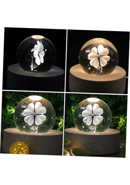 1 Adet Dört Yapraklı Küçük Gece Lambası Kristal Müzik Topu Müzik Kutusu Kristal Cam Müzik Kutusu Yatak Odası Atmosfer Lambası Atmosfer LED Lamba Top Lambası Akrilik Ev 3D Işıklar (Yurt Dışından) fiyatları