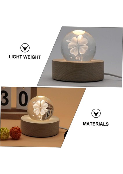 1 Adet Dört Yapraklı Küçük Gece Lambası Kristal Müzik Topu Müzik Kutusu Kristal Cam Müzik Kutusu Yatak Odası Atmosfer Lambası Atmosfer LED Lamba Top Lambası Akrilik Ev 3D Işıklar (Yurt Dışından) modelleri