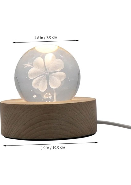 1 Adet Dört Yapraklı Küçük Gece Lambası Kristal Müzik Topu Müzik Kutusu Kristal Cam Müzik Kutusu Yatak Odası Atmosfer Lambası Atmosfer LED Lamba Top Lambası Akrilik Ev 3D Işıklar (Yurt Dışından) fırsatları