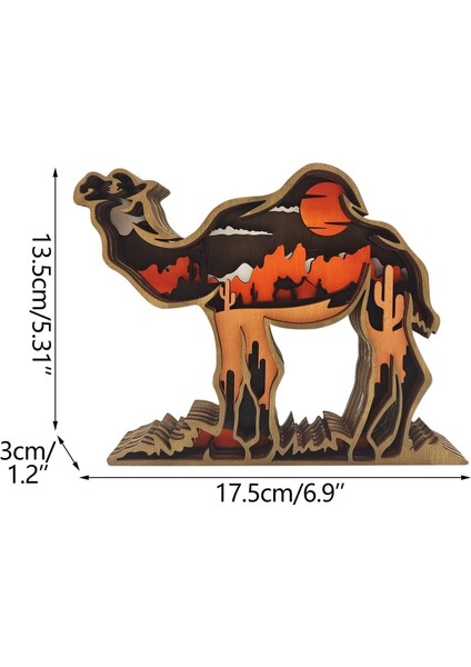 3D Hayvan Dekoru Süs LED Gece Lambası - Ahşap Çok Katmanlı Oyma Hayvan Görünümü Yatak Odası Masası Için Dekoratif Gece Lambası Elk Versiyonu (Boyut : Camel) (Yurt Dışından) fiyatları