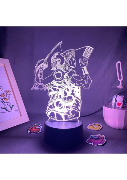 Jojo Tuhaf Macera Anime 3D Erkek Için Gece Lambası 16 Renk Kız Odası Dekoru Illusion LED Lamba USB Manga Jojo Figürü Uygun Çocuk Hayranları Yılbaşı Hediyeleri (Siyah Lamba) (Yurt Dışından)