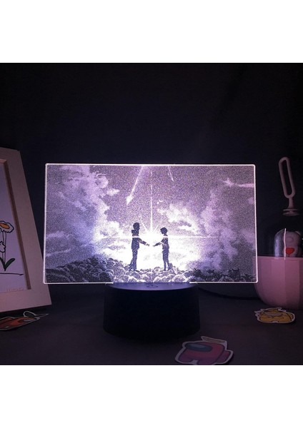 Adınız Anime 3D Erkek Için Gece Lambası 16 Renk Kız Odası Dekor Illusion LED Lamba USB Manga Miyamizu Mitsuha Şekil Uygun Çocuklar Hayranlar Noel Hediyeleri (Adınız 3) (Yurt Dışından)