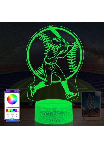 Boys Beyzbol Gece Lambası Telefon Uzaktan Kumanda Başucu Odası Beyzbol Çocuklar Için Dekor Lambası Spor Severler Odası Dekorasyon Noel Doğum Günü Hediyesi (Yurt Dışından)