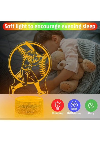Boys Beyzbol Gece Lambası Telefon Uzaktan Kumanda Başucu Odası Beyzbol Çocuklar Için Dekor Lambası Spor Severler Odası Dekorasyon Noel Doğum Günü Hediyesi (Yurt Dışından) fırsatları