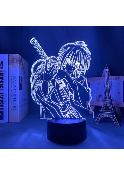 Rurouni Kenshin Himura Anime 3D Erkek Için Gece Lambası 16 Renk Kız Odası Dekor Illusion LED Lamba USB Manga Himura Şekil Uygun Çocuklar Hayranlar Yılbaşı Hediyeleri (Yurt Dışından) fiyatları