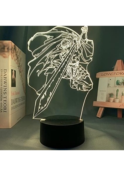 Berserk Guts Anime 3D Erkek Için Gece Lambası 16 Renk Kız Odası Dekoru Illusion LED Lamba USB Manga Berserk Guts Şekil Uygun Çocuk Hayranları Yılbaşı Hediyeleri (Berserk Guts5) (Yurt Dışından)