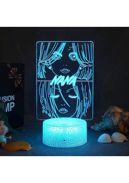 Anime Nana 3D Illusion LED Gece Lambası Yatak Odası Dekoru Için Masa Lambası Nana Osaki Şekil Gece Lambası Çocuklar Çocuk Kız Lamba Manga Hediye (Renkli) (Yurt Dışından)