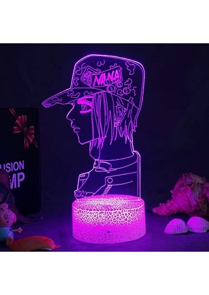 Anime Nana 3D Illusion LED Gece Lambası Yatak Odası Dekoru Için Masa Lambası Nana Osaki Şekil Gece Lambası Çocuklar Çocuk Kız Lamba Manga Hediye (Renkli) (Yurt Dışından)