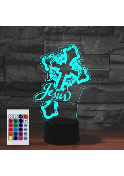 Çocuklar Için Gece Lambası 3D Isa Çapraz LED Lamba Uzaktan Kumanda ile 16 Renk Değiştirme Noel Doğum Günü Hediyesi Çocuk Için (Yurt Dışından)