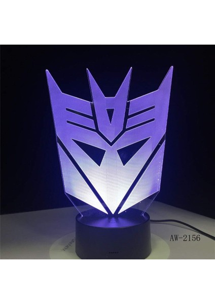 Decepticon'lar Şekil 3D Çocuk Hayranları Için Gece Lambası, Uzaktan Kumanda ile Değişen 16 Renk, Çocuk Odası Dekoru, Şekil Manga Illusion LED Oyuncak Lamba Kız Erkek Noel Hediyeleri (Yurt Dışından)