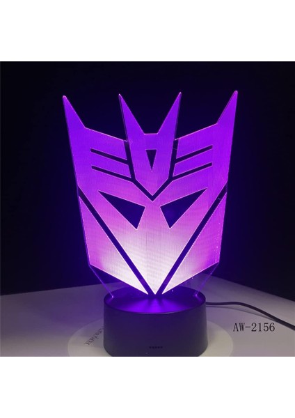 Decepticon'lar Şekil 3D Çocuk Hayranları Için Gece Lambası, Uzaktan Kumanda ile Değişen 16 Renk, Çocuk Odası Dekoru, Şekil Manga Illusion LED Oyuncak Lamba Kız Erkek Noel Hediyeleri (Yurt Dışından)