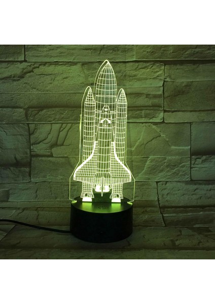 3D Lamba Roket Gece Lambası, Komidin 16 Renk Değiştirme Atmosfer Lambası Çocuklar Için USB Kablosu ile Yatak Odası Dekorasyon Doğum Günü Hediyesi (Yurt Dışından)