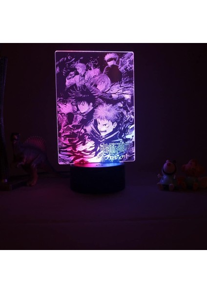 Jujutsu Kaisen Anime 3D Erkek Için Gece Lambası 16 Renkler Kız Odası Dekor Illusion LED Lamba USB Manga Gojo Satoru Şekil Uygun Çocuklar Hayranlar Yılbaşı Hediyeleri (Yurt Dışından)