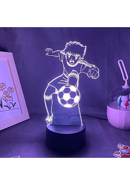 Kaptan Tsubasa Anime 3D Erkek Için Gece Lambası 16 Renk Kız Odası Dekoru Illusion LED Lamba USB Manga Tsubasa Figürü Uygun Çocuk Hayranları Yılbaşı Hediyeleri (Kaptan Tsubasa1) (Yurt Dışından)