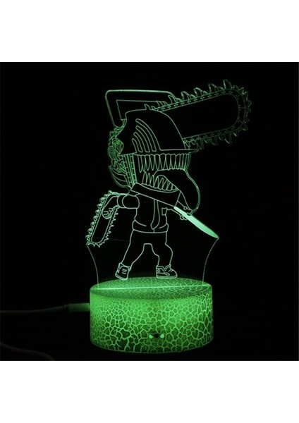 Testere Adam Anime 3D Erkek Için Gece Lambası 16 Renk Kız Odası Dekor Illusion LED Lamba USB Manga Pochita Şekil Uygun Çocuklar Hayranlar Noel Hediyeleri (Chainsaw Man6) (Yurt Dışından)
