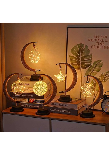 3D Büyülü Ay Lambası, LED Dekoratif Işık Yıldız Ay Gece Lambası, Büyülü El Yapımı Ferforje Gece Lambası Masa Lambası, Ev Dekorları Için Tatil Doğum Günü Hediyesi (Elma, Mor) (Yurt Dışından)