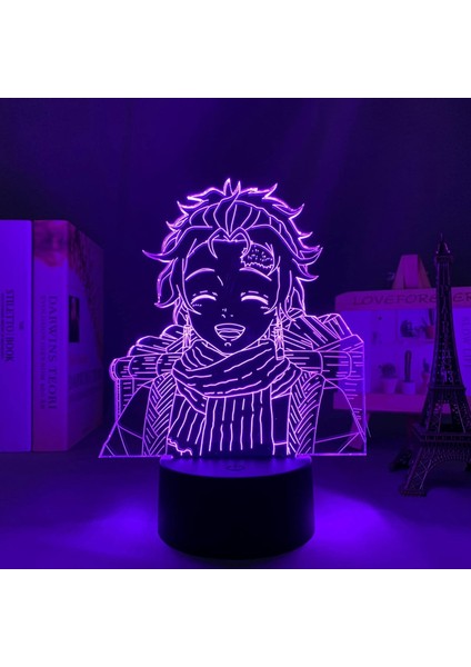 Anime LED Lamba Kimetsu Yatak Odası Dekorasyonu Için Gece Lambası Hediye Manga 3D Işık Demon Slayer Tanjiro Kamado Odası Dekor (Yurt Dışından)