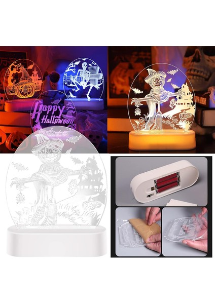 Cadılar Bayramı LED Dizi Işıkları Cadılar Bayramı Dekoratif Işıklar 3D Süsler Gece Işıkları Kabak Işıkları Pil Işıkları Doğum Günü Süslemeleri (A, B) (Yurt Dışından) fiyatları