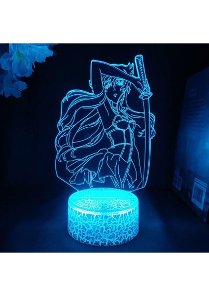 Yuno Gasai Anime 3D Erkek Için Gece Lambası 16 Renk Kız Odası Dekoru Illusion LED Lamba USB Manga Yuno Gasai Figürü Uygun Çocuk Hayranları Yılbaşı Hediyeleri (Çatlak) (Yurt Dışından)