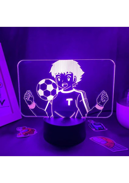 Kaptan Tsubasa Anime 3D Erkek Için Gece Lambası 16 Renk Kız Odası Dekoru Illusion LED Lamba USB Manga Tsubasa Figürü Uygun Çocuk Hayranları Yılbaşı Hediyeleri (Kaptan Tsubasa3) (Yurt Dışından)