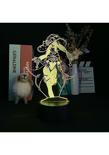 Genshin Etki Oyunu 3D Erkek Için Gece Lambası 16 Renk Kız Odası Dekoru Illusion LED Lamba USB Oyunu Raiden Shogun Şekil Uygun Çocuk Hayranları Noel Hediyeleri (Genshin Impact 4) (Yurt Dışından)