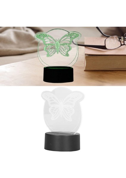 Gece Lambası, Benzersiz Tasarım 7 Renk USB Şarj 3D Gece Lambası Akülü 3D Canlı Şekil Yatak Odası Başucu Için (Yurt Dışından)