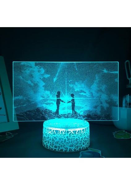 Adınız Anime 3D Erkek Için Gece Lambası 16 Renk Kız Odası Dekor Illusion LED Lamba USB Manga Miyamizu Mitsuha Şekil Uygun Çocuklar Hayranlar Noel Hediyeleri (Adınız 1) (Yurt Dışından)
