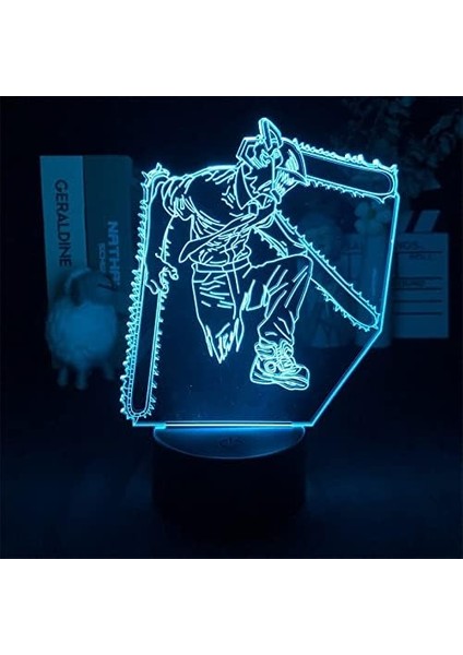 Testere Adam Anime 3D Gece Lambası Boy Için 16 Renkler Kız Odası Dekor Illusion LED Lamba USB Manga Pochita Şekil Uygun Çocuklar Fanlar Noel Hediyeleri (Yurt Dışından)