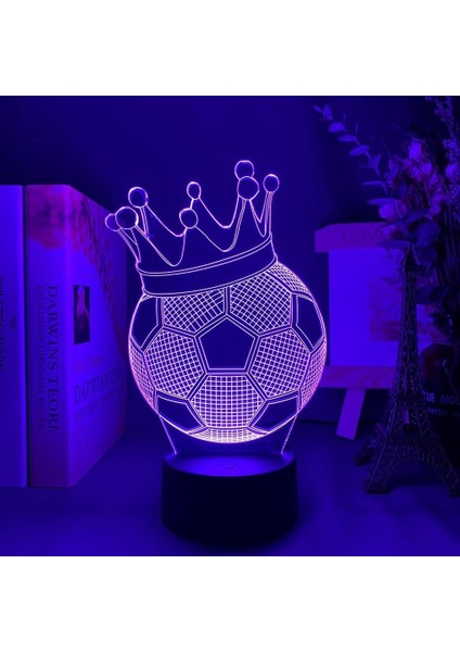 Boy Için Futbol Taç 3D Gece Lambası 16 Renkler Kız Odası Dekor Illusion LED Lamba USB Futbol Taç Şekil Uygun Çocuklar Fanlar Noel Hediyeleri (Yurt Dışından)