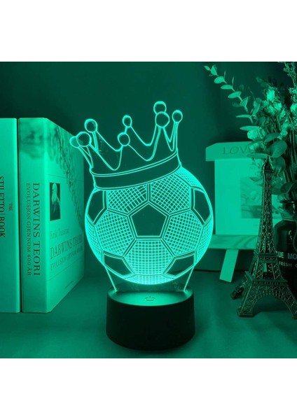 Boy Için Futbol Taç 3D Gece Lambası 16 Renkler Kız Odası Dekor Illusion LED Lamba USB Futbol Taç Şekil Uygun Çocuklar Fanlar Noel Hediyeleri (Yurt Dışından)