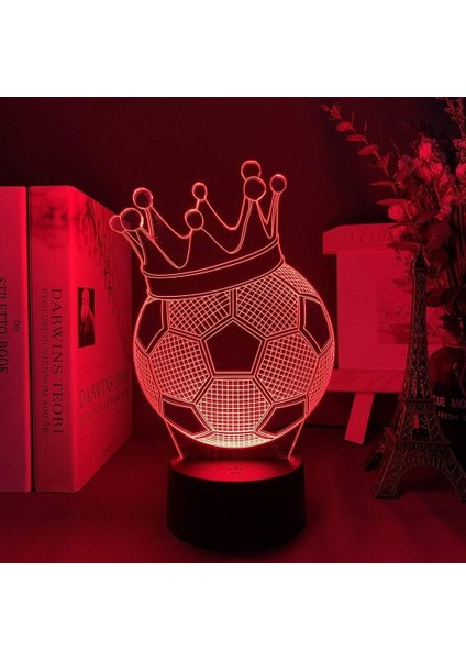 Boy Için Futbol Taç 3D Gece Lambası 16 Renkler Kız Odası Dekor Illusion LED Lamba USB Futbol Taç Şekil Uygun Çocuklar Fanlar Noel Hediyeleri (Yurt Dışından)