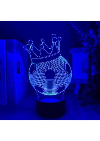 Boy Için Futbol Taç 3D Gece Lambası 16 Renkler Kız Odası Dekor Illusion LED Lamba USB Futbol Taç Şekil Uygun Çocuklar Fanlar Noel Hediyeleri (Yurt Dışından)
