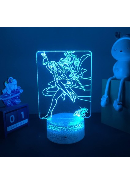 Persona 5 Anime 3D Erkek Için Gece Lambası 16 Renk Kız Odası Dekoru Illusion LED Lamba USB Manga Sumire Yoshizawa Şekil Uygun Çocuklar Hayranlar Noel Hediyeleri (Çatlak Taban) (Yurt Dışından)
