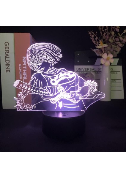 Yorha No2 B Tipi Anime 3D Erkek Için Gece Lambası 16 Renk Kız Odası Dekoru Illusion LED Lamba USB Manga Nier Automata Şekil Uygun Çocuk Hayranları Noel Hediyeleri (Düz Siyah) (Yurt Dışından)