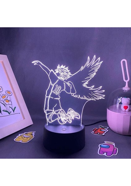 Haikynn Anime 3D Gece Lambası Boy Için 16 Renkler Kız Odası Dekoru Illusion LED Lamba USB Manga Tobio Şekil Uygun Çocuklar Fanlar Yılbaşı Hediyeleri (Siyah Lamba) (Yurt Dışından)
