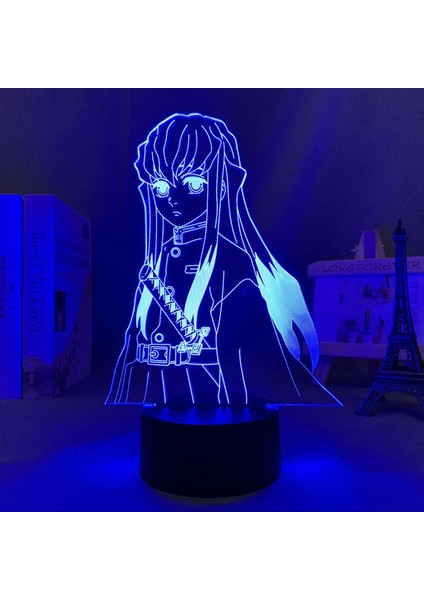 LED Işık Anime Demon Slayer Muichiro Tokito Çocuk Yatak Odası Dekoru Için Aydınlatma Doğum Günü Hediyesi Manga 3D Gece Lambası Kimetsu Hiçbir Yaiba (Yurt Dışından)