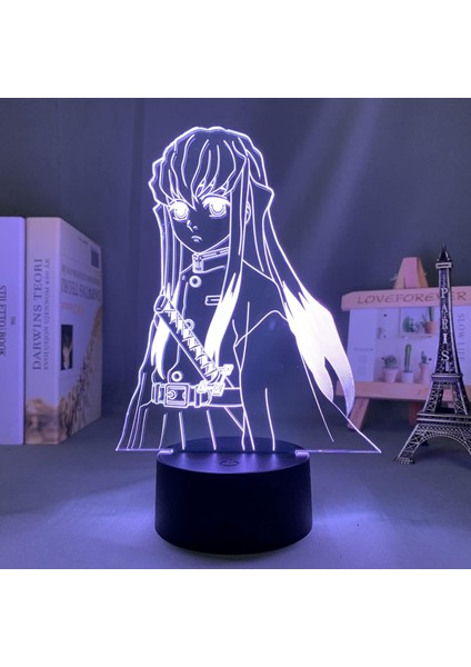 LED Işık Anime Demon Slayer Muichiro Tokito Çocuk Yatak Odası Dekoru Için Aydınlatma Doğum Günü Hediyesi Manga 3D Gece Lambası Kimetsu Hiçbir Yaiba (Yurt Dışından) fırsatları