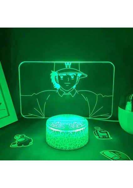 Kaptan Tsubasa Anime 3D Erkek Için Gece Lambası 16 Renk Kız Odası Dekoru Illusion LED Lamba USB Manga Tsubasa Figürü Uygun Çocuk Hayranları Yılbaşı Hediyeleri (Kaptan Tsubasa8) (Yurt Dışından)