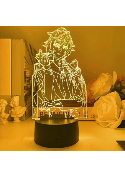 Genshin Darbe Zhongli 3D Illusion LED Gece Lambası, 16 Renk Masa Lambası Ev Dekorasyon Için Anime Hayranları Çocuklar Için Doğum Günü Noel (Yurt Dışından)