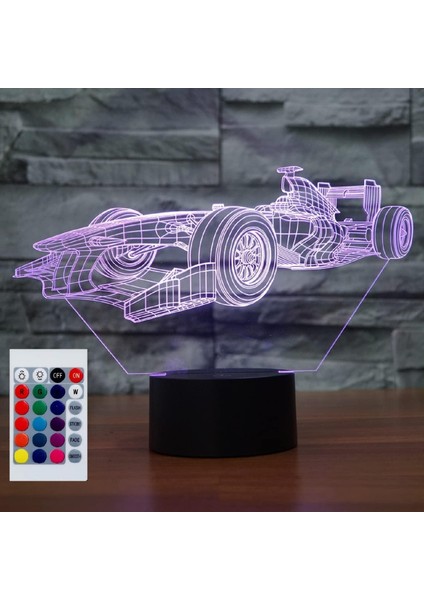Çocuklar Için Gece Lambası 3D Araba Yarışı LED Lamba Uzaktan Kumanda ile 16 Renk Değiştirme Noel Doğum Günü Hediyesi Çocuk Için (Yurt Dışından)