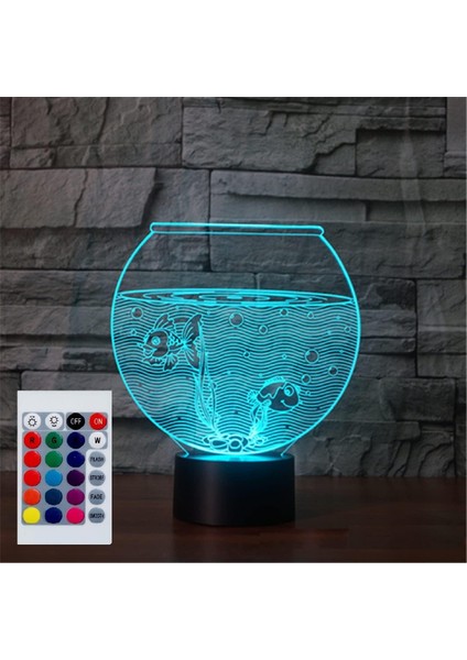 Çocuklar Için Gece Lambası 3D Balık Tankı LED Lamba Uzaktan Kumanda ile 16 Renk Değiştirme Noel Doğum Günü Hediyesi Çocuk Için (Yurt Dışından)