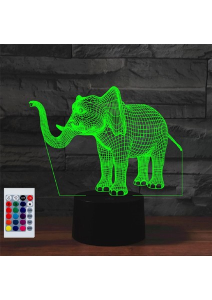 Çocuklar Için Gece Lambası 3D Fil Uzaktan Kumandalı LED Lamba 16 Renk Değiştirme Çocuk Için Noel Doğum Günü Hediyesi (Yurt Dışından)