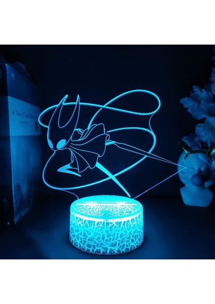 Boş Şövalye Oyunu 3D Erkek Için Gece Lambası 16 Renk Kız Odası Dekoru Illusion LED Lamba USB Oyun Logosu Şekil Uygun Çocuklar Hayranlar Noel Hediyeleri (Lav Lambası) (Yurt Dışından)