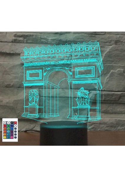 3D Fransız Arc De Triomphe Uzaktan Kumanda 16 Renk Gece Işıkları Illusion Akrilik LED Masa Başucu Lambası Çocuk Yatak Odası Masa Dekor Doğum Günü Hediyeleri Çocuklar Için Oyuncak (Yurt Dışından)